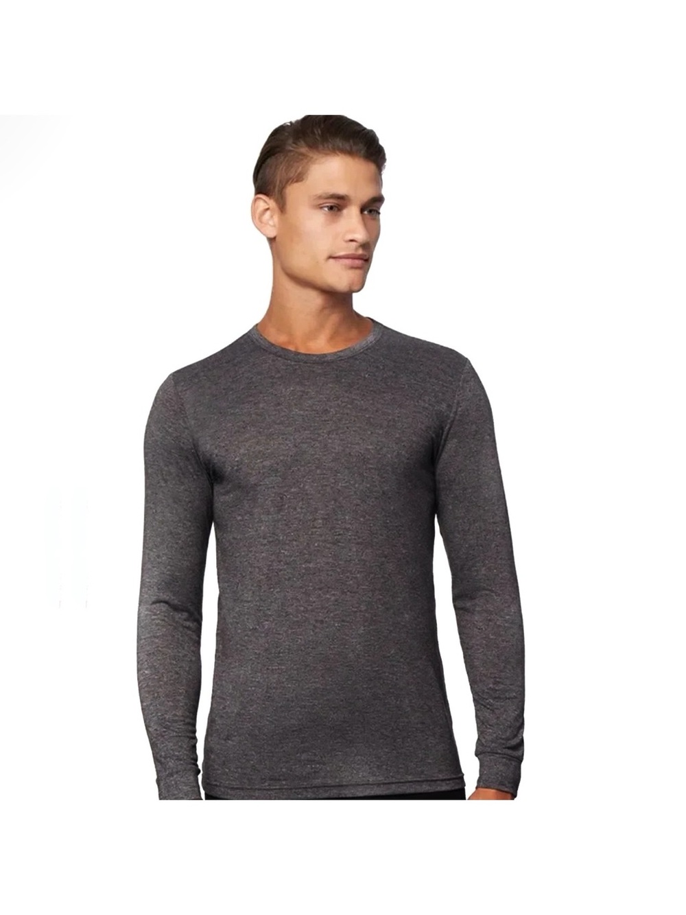 NEW-32 Degrees Men's Weatherproof LongSleeve Crewneck T-Shirt Heather Grey Large